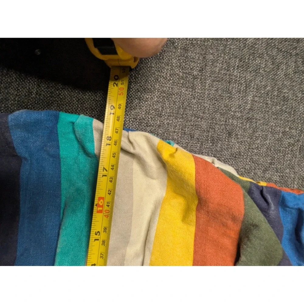 ROXY Y2K Multicolor Striped Canvas Beach Tote Carry Shoulder Strap Bag